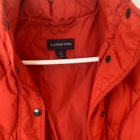 Orange Lands End Puffy Button up Vest - size small - Picture 3 of 7